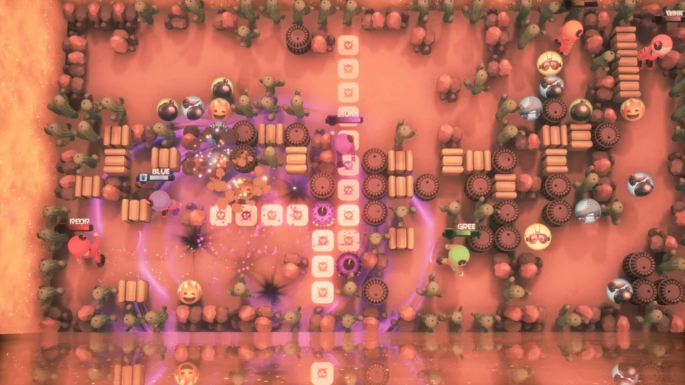 Purple shockwave from a power-up in the Wild West arena