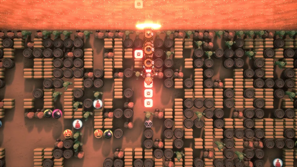 Long vertical bomb blast cutting through the Wild West arena