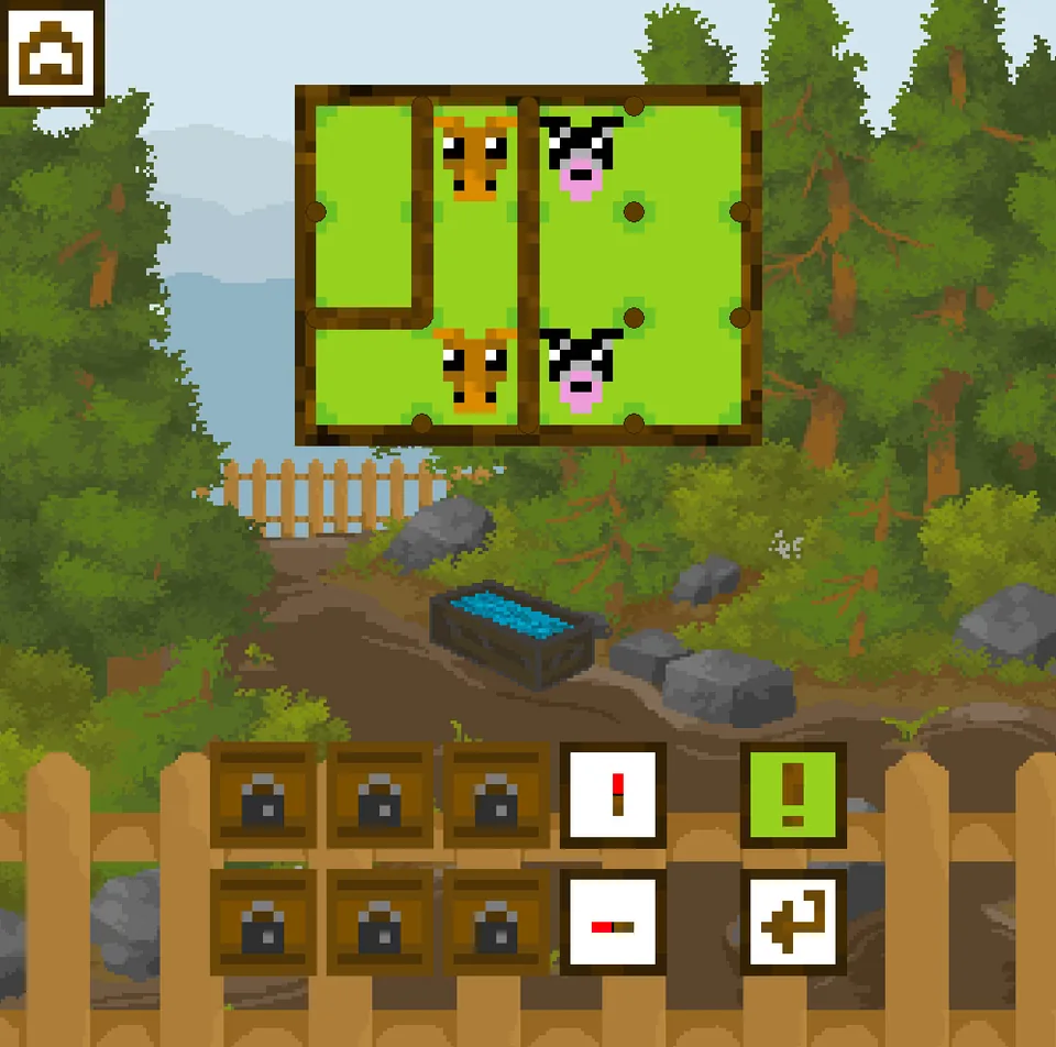 Smart Farmer level with fences dividing horses and cows