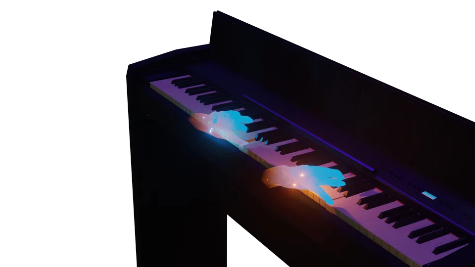 3D piano model rendered in Blender